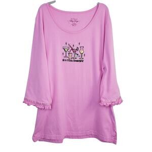 It's 5 O'clock Somewhere Scoop Neck 3/4 Sleeve with Ruffled Wrist Hem Large